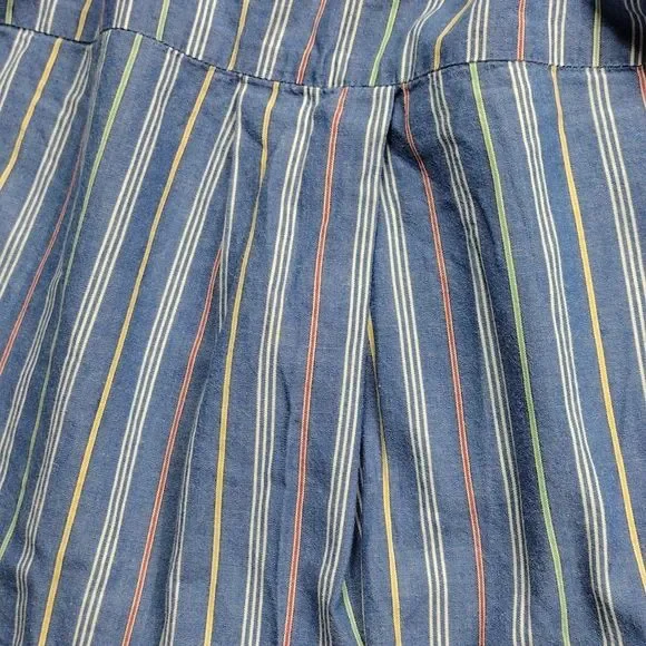 Sarah Bentley Vintage Striped Pearl Button Pleated Back Sleeveless Top - Picture 13 of 15